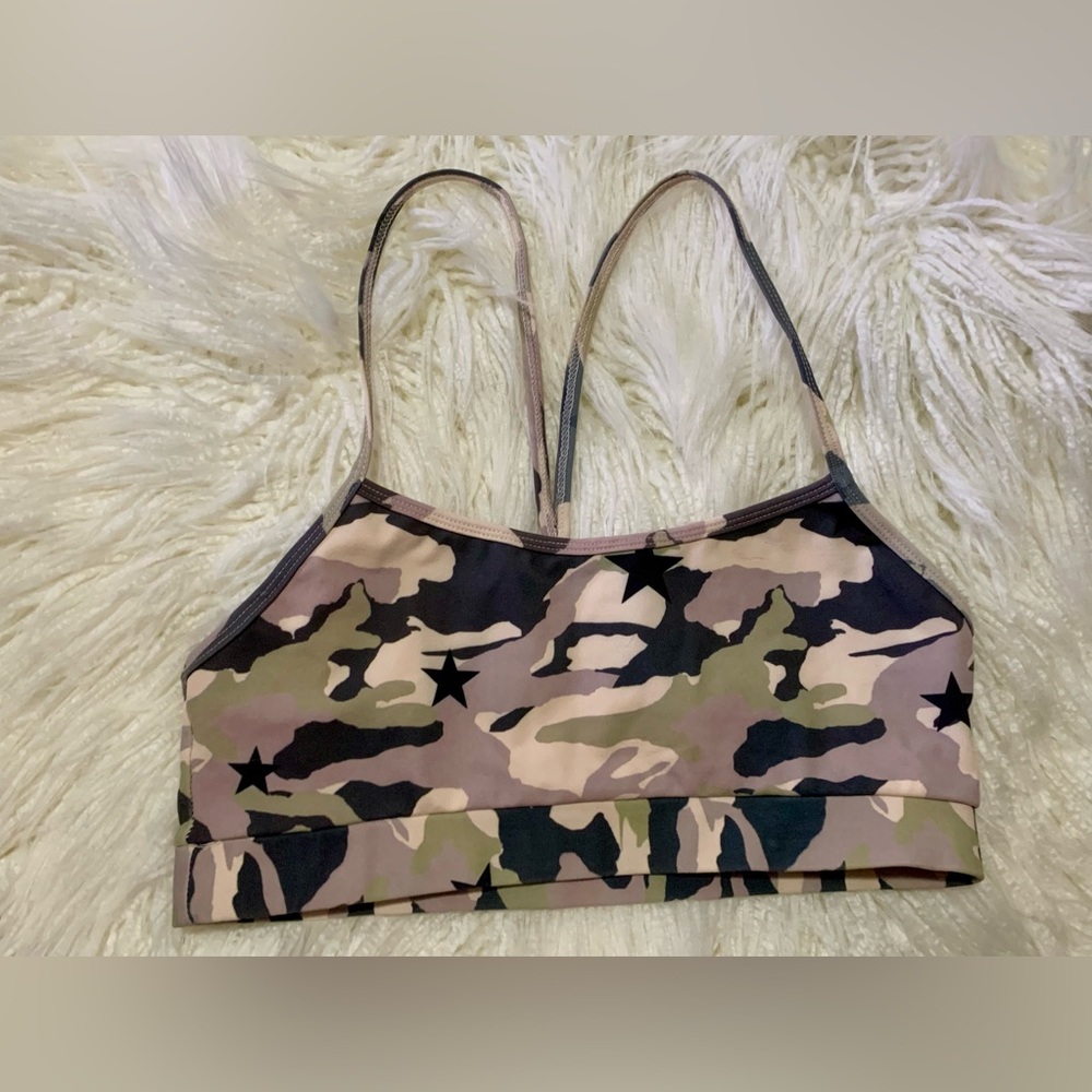 Monrow Equinox Dusty Pink Camo Sports Bra